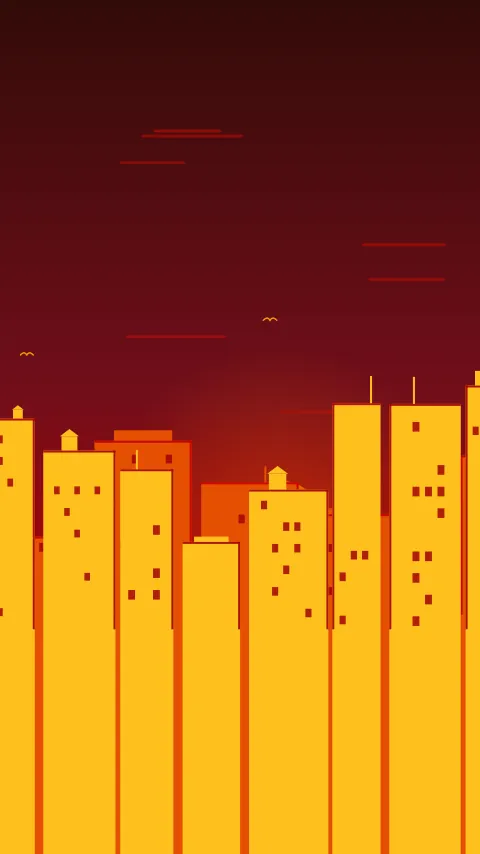 Sfondo minimale «Città», palette vulcano, modo scuro