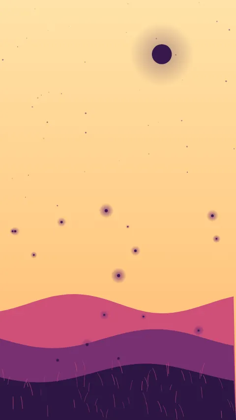 Sfondo minimale «Lucciole», palette sunset, modo chiaro