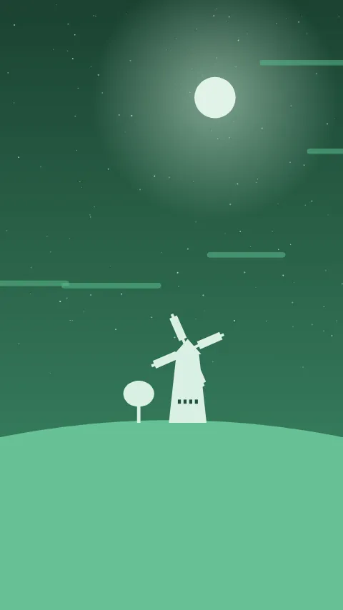 Sfondo minimale «Mulino», palette bosco, modo scuro