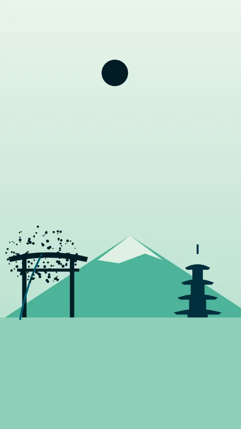 Sfondo minimale «Torii», palette oceano, modo chiaro
