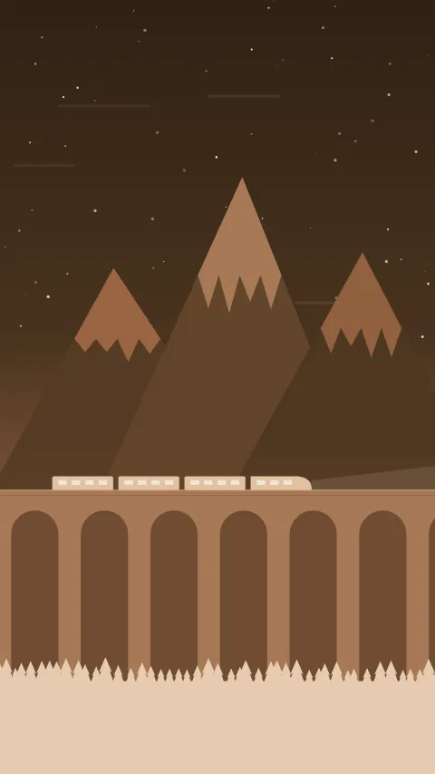 Sfondo minimale «Treno», palette ambra, modo scuro